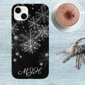 Schwarz-Weiß-Schneeflocken-Monogramm Case-Mate iPhone Hülle