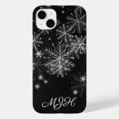 Schwarz-Weiß-Schneeflocken-Monogramm Case-Mate iPhone Hülle (Rückseite)