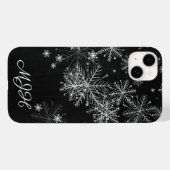 Schwarz-Weiß-Schneeflocken-Monogramm Case-Mate iPhone Hülle (Rückseite (Horizontal))