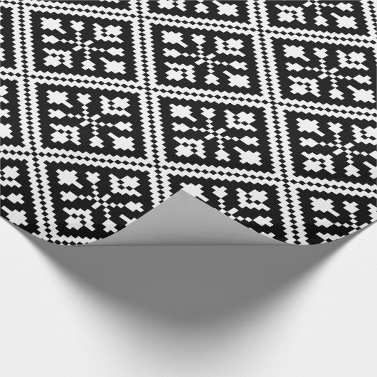 Schwarz-Weiß-Schneeflocken-Muster Geschenkpapier (Ecke)