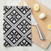 Schwarz-Weiß-Schneeflocken-Muster Handtuch (Viertel Falte)