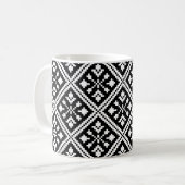 Schwarz-Weiß-Schneeflocken-Muster Kaffeetasse (Vorderseite Links)