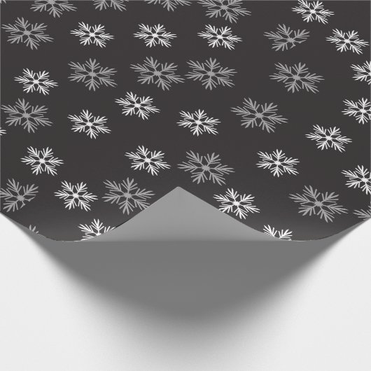 Schwarz-Weiß-Schneeflocken-Muster Urlaub Geschenkpapier (Ecke)