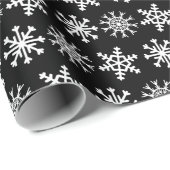 Schwarz-Weiß-Schneeflocken Muster Weihnachten Geschenkpapier (Rolleneckpunkt)