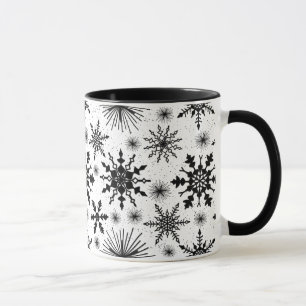 Schwarz-Weiß-Schneeflocken-Muster Weihnachts-Tasse Tasse