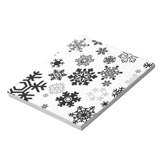 Schwarz-Weiß-Schneeflocken Notizblock (Rotiert)