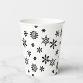 Schwarz-Weiß-Schneeflocken Papier-Cup Pappbecher (Rückseite)