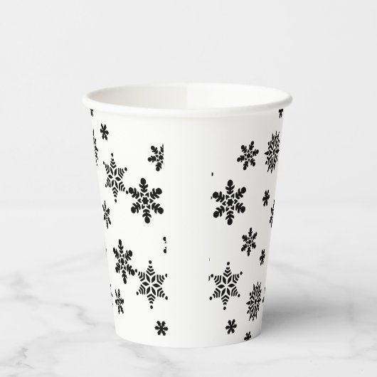 Schwarz-Weiß-Schneeflocken Papier-Cup Pappbecher (Links)