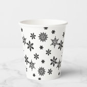 Schwarz-Weiß-Schneeflocken Papier-Cup Pappbecher (Vorderseite)
