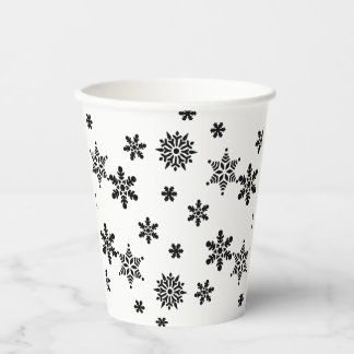 Schwarz-Weiß-Schneeflocken Papier-Cup Pappbecher