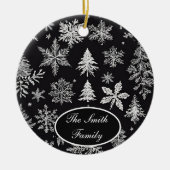 Schwarz-Weiß-Schneeflocken *Persönlich gestalten* Keramik Ornament (Vorne)