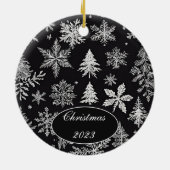 Schwarz-Weiß-Schneeflocken *Persönlich gestalten* Keramik Ornament (Hinten)