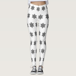 Schwarz-Weiß-Schneeflocken-Urlaub Weihnachten Leggings