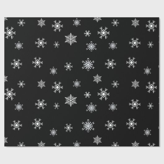 Schwarz-Weiß-Schneeflocken Weihnachten Geschenkpapier (Flach)
