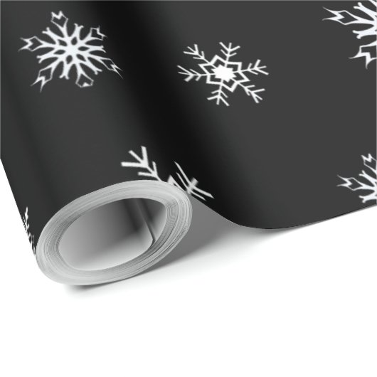 Schwarz-Weiß-Schneeflocken Weihnachten Geschenkpapier (Rolleneckpunkt)