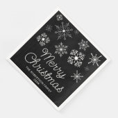 Schwarz-Weiß-Schneeflocken Weihnachts-Party Serviette (Ecke)