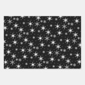 Schwarz-Weiß-Schneeflocken Weihnachtsmuster Geschenkpapier Set (Vorderseite)