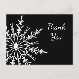 Schwarz-Weiß-Schneeflocken Winter Danke Postkarte