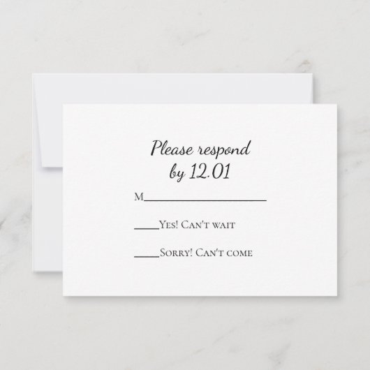 Schwarz-Weiß-Schneeflocken Winter Hochzeit UAWG RSVP Karte (Rückseite)