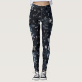 Schwarz-Weiß-Schneeflocken Winter-Leggings Leggings (Vorderseite)