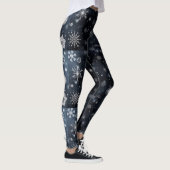 Schwarz-Weiß-Schneeflocken Winter-Leggings Leggings (Rechts)