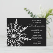 Schwarz-Weiß-Schneeflocken Winter Quinceñera Einladung (Stehend Vorderseite)