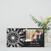 Schwarz-Weiß-Schneeflocken Winterhochzeit Danke (Stehend Vorderseite)