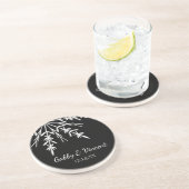 Schwarz-Weiß-Schneeflocken-Winterhochzeit Untersetzer (Seite)