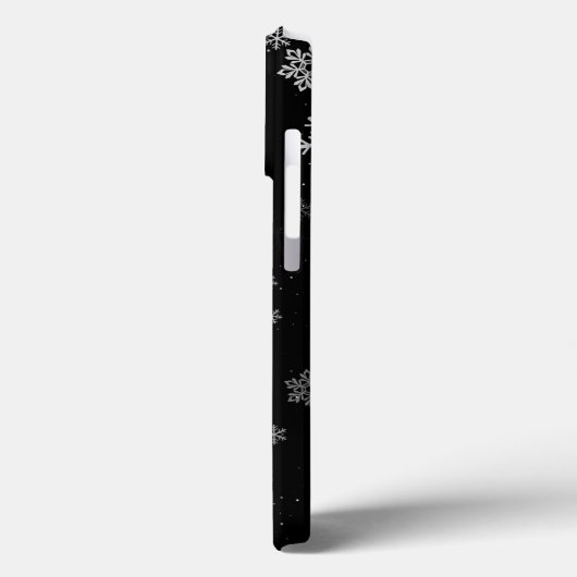 Schwarz-Weiß-Schneeflocken-Wintermuster Case-Mate iPhone Hülle (Rückseite / Links)