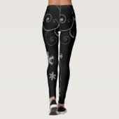 Schwarz-Weiß-Schneeflocken-Wirbel Leggings (Rückseite)
