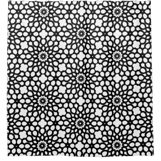 Schwarz-Weiß-Schneeflockenmuster Duschvorhang (Vorderseite)