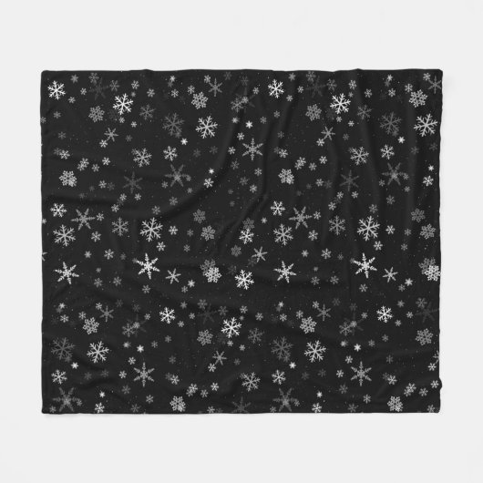 Schwarz-Weiß-Schneeflockenmuster Fleecedecke (Vorderseite (Horizontal))