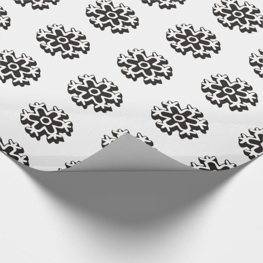 Schwarz-Weiß-Schneeflockenmuster Geschenkpapier (Ecke)