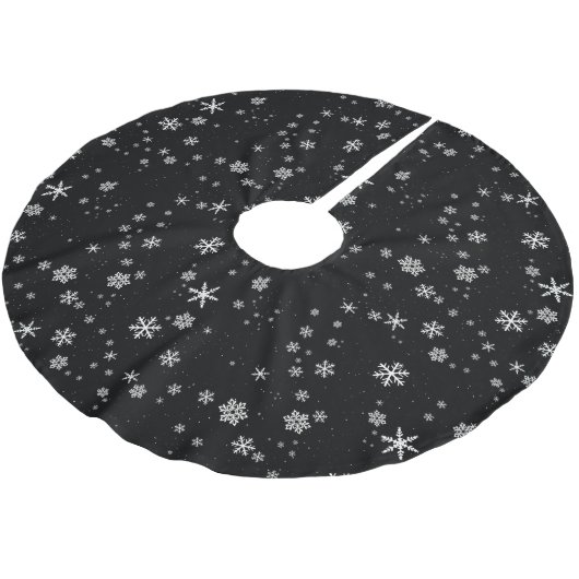 Schwarz-Weiß-Schneeflockenmuster Polyester Weihnachtsbaumdecke (Schrägansicht)