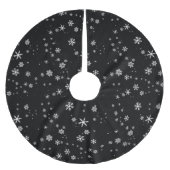Schwarz-Weiß-Schneeflockenmuster Polyester Weihnachtsbaumdecke (Vorderseite)