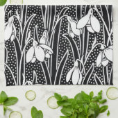 Schwarz-Weiß-Schneeglöckchen-Muster Geschirrtuch (Gefaltet)