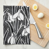 Schwarz-Weiß-Schneeglöckchen-Muster Geschirrtuch (Viertel Falte)