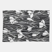 Schwarz-Weiß-Schneeglöckchen-Muster Geschirrtuch (Horizontal)