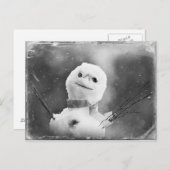 Schwarz-Weiß-Schneemann Postkarte (Vorne/Hinten)