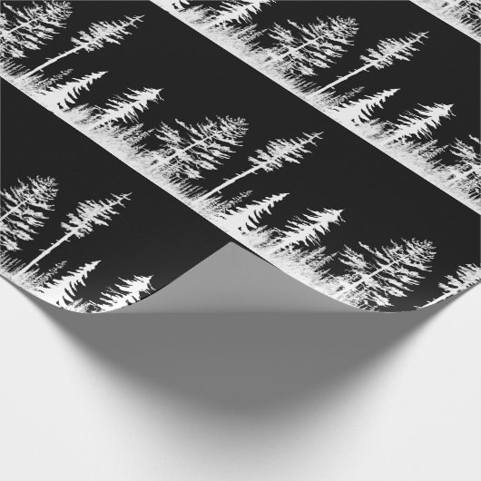 Schwarz-Weiß-Schneewald Grosses Geschenkpapier (Ecke)