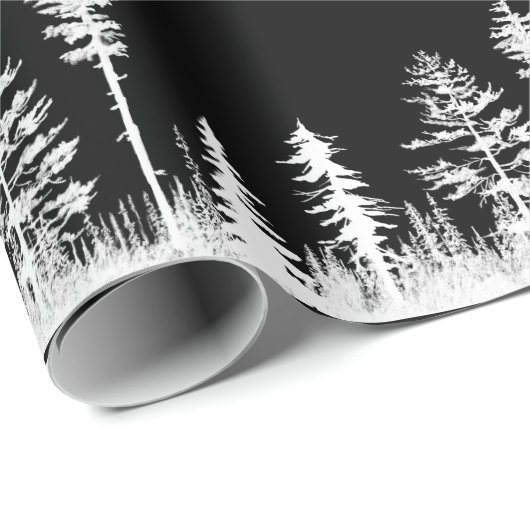 Schwarz-Weiß-Schneewald Grosses Geschenkpapier (Rolleneckpunkt)