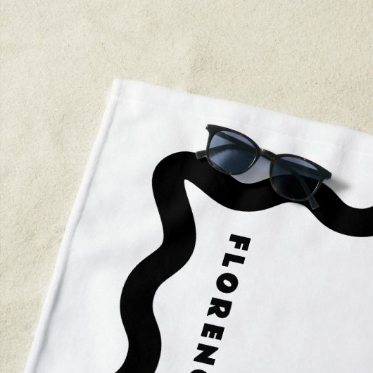 Schwarz-Weiß-Schnörkel mit Text Strandtuch (Beispiel)