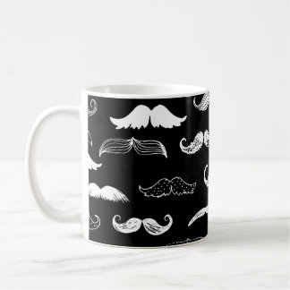 Schwarz-Weiß-Schnurrbart Nahtlose Wiederholung Hin Kaffeetasse