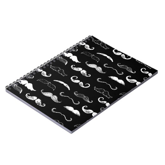 Schwarz-Weiß-Schnurrbart Nahtlose Wiederholung Hin Notizblock (Linke Seite)