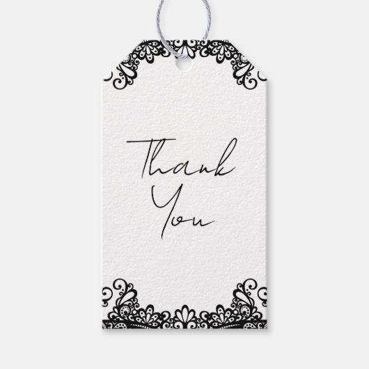 Schwarz-Weiß-Schnürsenkel Elegante Hochzeit Geschenkanhänger (Vorderseite)