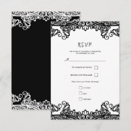 Schwarz-Weiß-Schnürsenkel Elegantes Hochzeitsstil- RSVP Karte