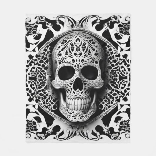 Schwarz-Weiß-Schnürsenkel Gothic Fleecedecke (Vorderseite)