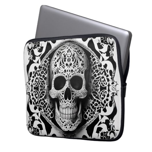 Schwarz-Weiß-Schnürsenkel Laptopschutzhülle (Vorderseite Links)