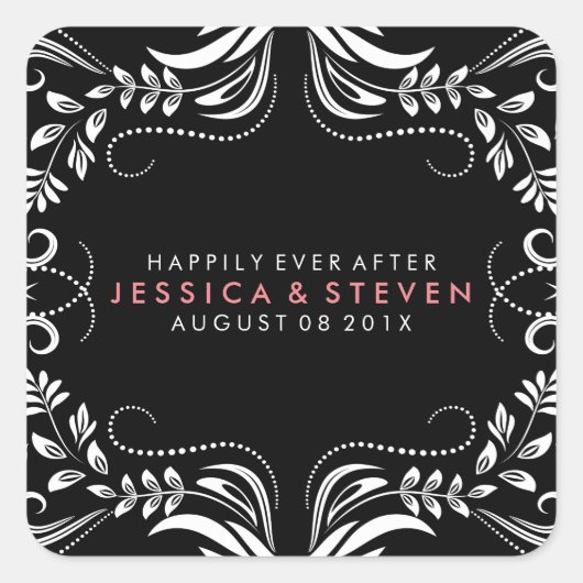 Schwarz-Weiß-Schnürsticker Quadratischer Aufkleber (Vorderseite)