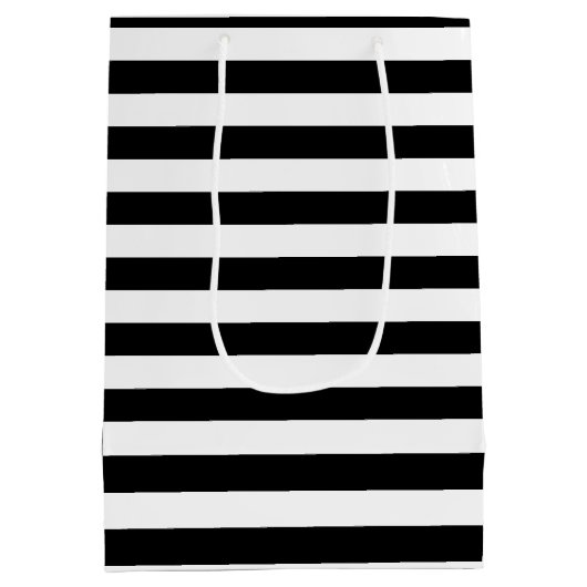 Schwarz-Weiß-Schnürung Mittlere Geschenktüte (Rückseite)